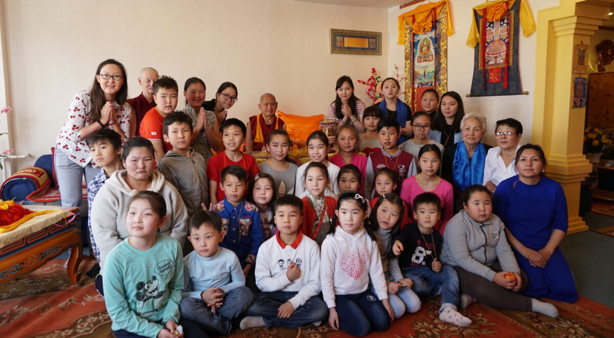 Gathering of students from the Mahayana Children's Programme