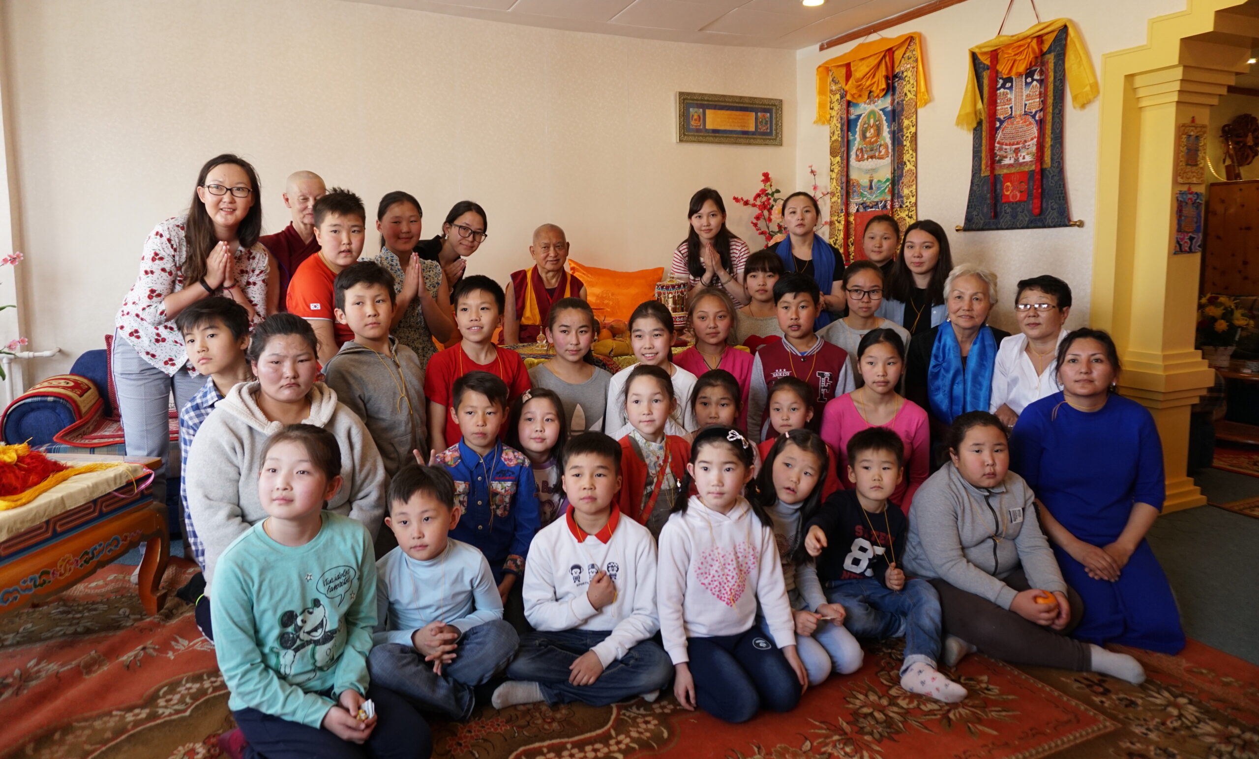 Gathering of students from the Mahayana Children's Programme